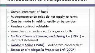 Misrepresentation Lecture 1 of 4 [upl. by Alegnat172]